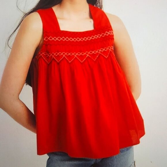 Madewell Embroidered smocked tanks top size xs - Picture 1 of 9